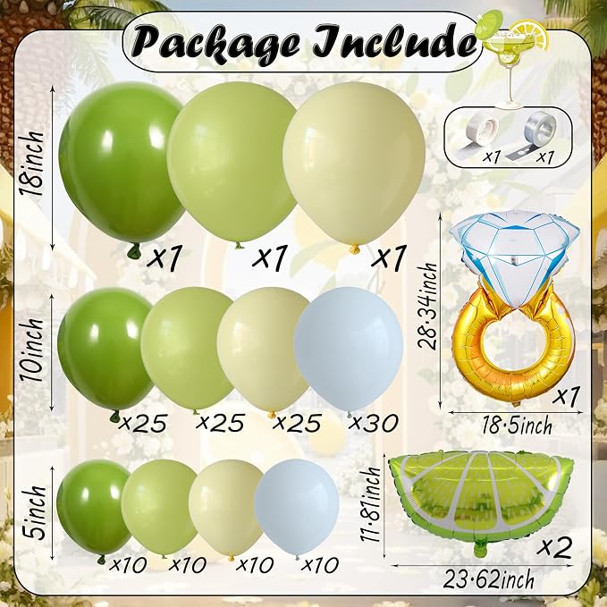 154Pcs Margs and Matrimony Bachelorette Balloon Garland Arch Kit | Dusty Green - Image 2