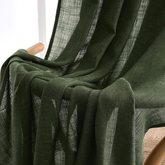 MIULEE Olive Green Linen Curtains 52x108 Inch Long - Image 6