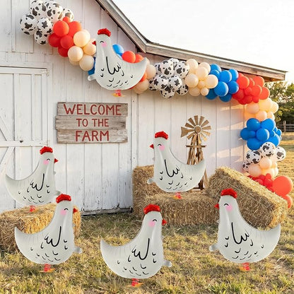 6 Pcs Walking Chicken Balloons, 20 Inch Chickens Foil Balloons - Image 6