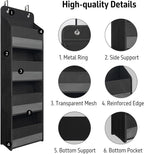 Giraffe Creation Over Door Organizer with 4 Large Capacity Pockets, Heavy Duty Hanging Organizer Storage for Closet Bathroom Nursery Bedroom Dorm, Toys Cosmetics Sundries and Baby Essentials, Black