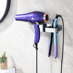 Hair Dryer and Straightener Holder, Upgraded Hair Straightener Holder with Cable Hook, Stainless Steel Universal Hairdryer Holder Wall Mounted Waterproof for Bathroom Space-Saving Silver PTALSEAW