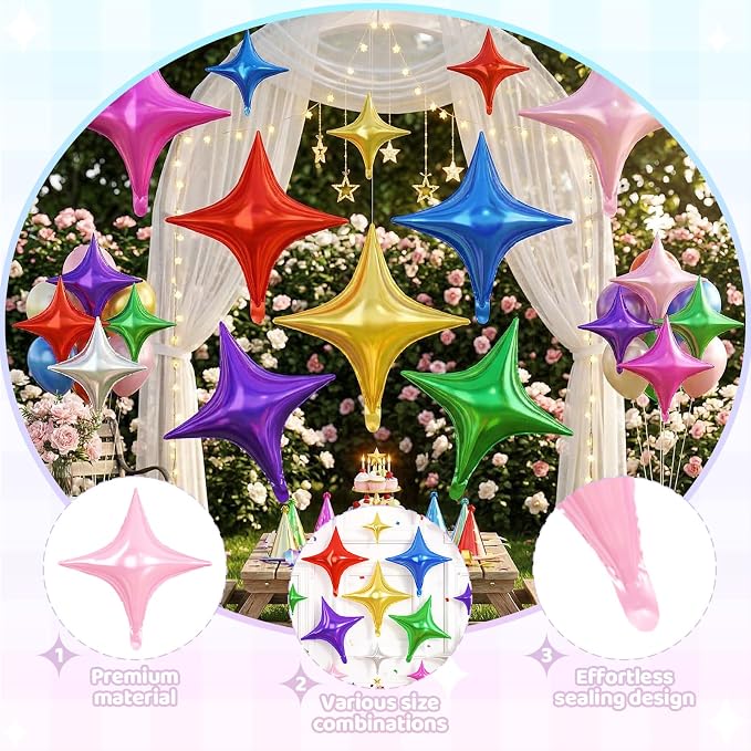 Colorful Star Balloons, 26 Inch and 10 Inch Stars Shaped Balloon - Image 3