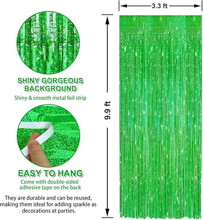 5 Pack 3.3 x 9.9 ft Holographic Green Tinsel Streamers Party Decorations | Foil - Image 2