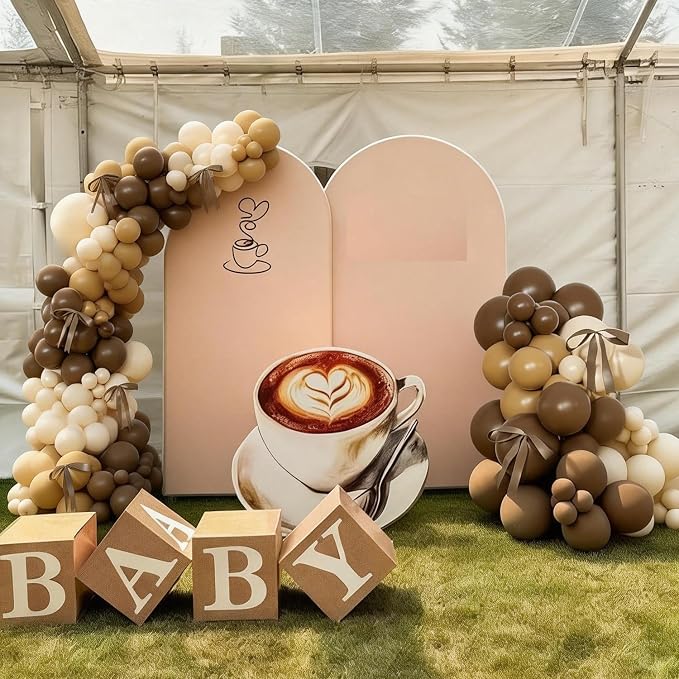 Brown Balloon Garland Arch Kit for Birthday Decor | 140Pcs Neutral Nude Beige - Image 6