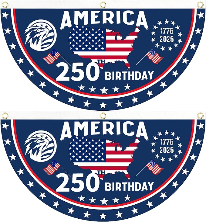 2PCS 250th Anniversary USA Flag, 1.5X3 FT 1776-2026 Fan Flags, 2 Ply Year by Unknown