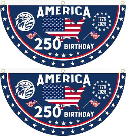2PCS 250th Anniversary USA Flag, 1.5X3 FT 1776-2026 Fan Flags, 2 Ply Year by Unknown