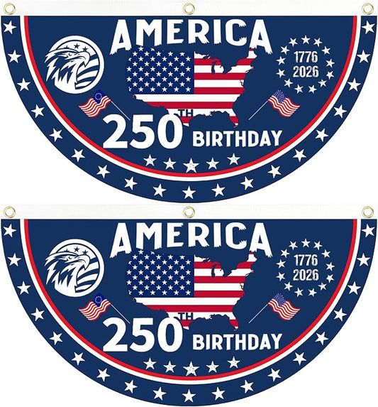 2PCS 250th Anniversary USA Flag, 1.5X3 FT 1776-2026 Fan Flags, 2 Ply Year by Unknown