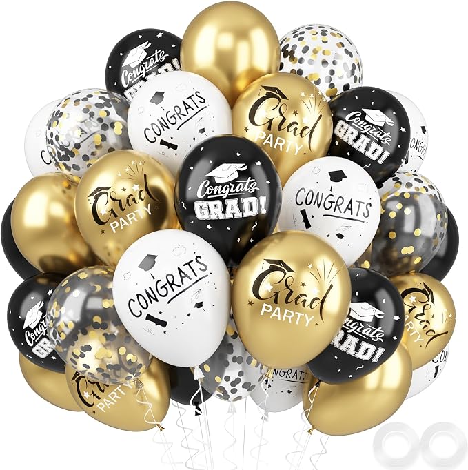 FEYG Graduation Balloons, 12 Inch, Grad Printed, Class of 2025, Gradutation by FEYG