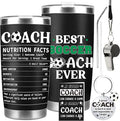 Keluna Soccer Coach Gifts for Men - Soccer Coach Appreciation Thank You Team Player Sports Lover Gift for Men Husband Brother Colleague Tumbler Cup Keychain Whistle Greeting Cards