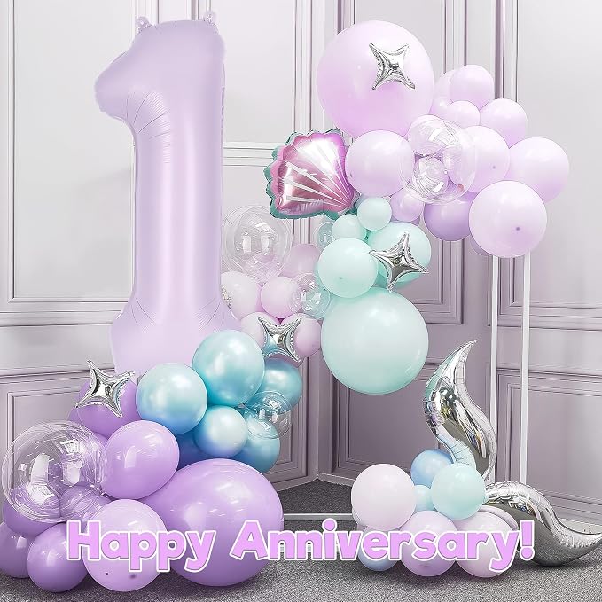 Light Purple Number 1 Balloon, 40 Inch Big Large Foil Helium Number Balloons - Image 6