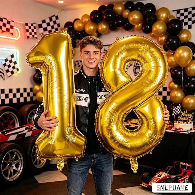 40 Inch Gold Number 80 Balloons, 80th Birthday Party Decorations | Large Self - Image 2