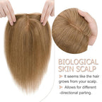 Hair Toppers for Women Real Human Hair No Bangs, 13 * 15 cm Larger Silk Base 150% Density Clip In Topper Hairpieces, Wiglet Top Pieces Add Volume -12 Inch 06 Light Brown