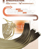 Sunny Hair Tape in Hair Extensions Human Hair Brown Balayage Blonde Tape in Extensions 24 Inch Real Hair Extensions Tape in 20Pcs 50g