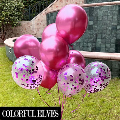 12 Inch 100 Pcs Metallic Chrome Hot Pink Balloons Shiny Thicken Latex Balloon - Image 4