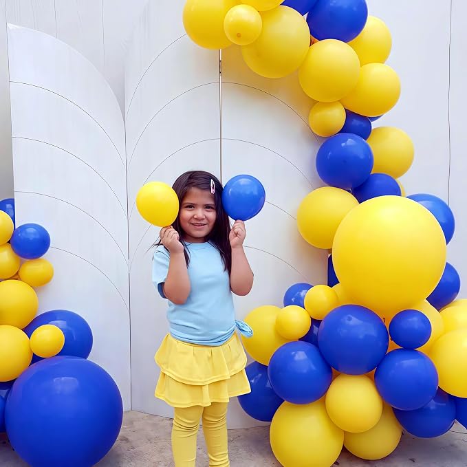 Isndare Navy Blue Yellow White Balloons, 12 Inch Navy Yellow Party Dark Yellow - Image 6