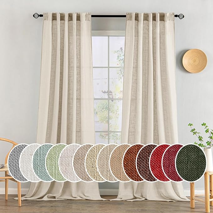 MIULEE Beige Linen Curtains 52x90 Inch 2 Panels by MIULEE