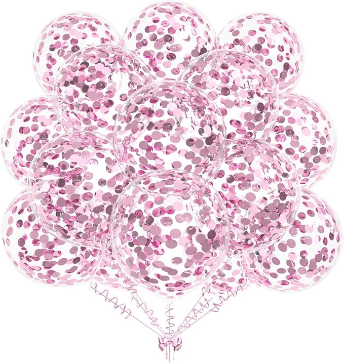 50pcs Light Pink Foil Confetti Balloons, 12 inch Latex Balloon by KALOR