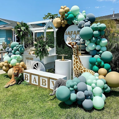 Green and Gold Balloons 12 Inch Emerald Forest Hunter Dark Sage Green Gold Sand - Image 6