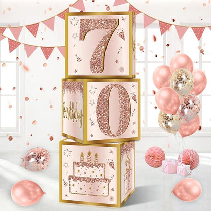 Guiruiy 3Pcs 70th Birthday Decorations Balloon Gift Boxes by Guiruiy