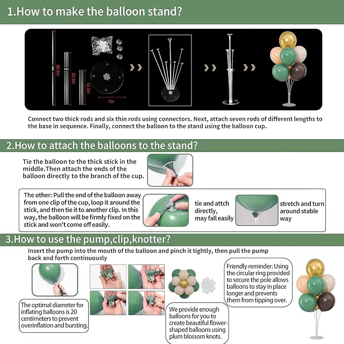 4 Sets Sage Green Brown Balloons Stand - Image 5