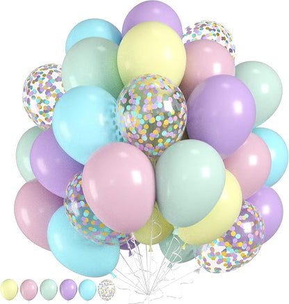 60pcs Pastel Balloons, Pastel Color Balloons, Macaron Green Pink Purple Teal by Saxuxu