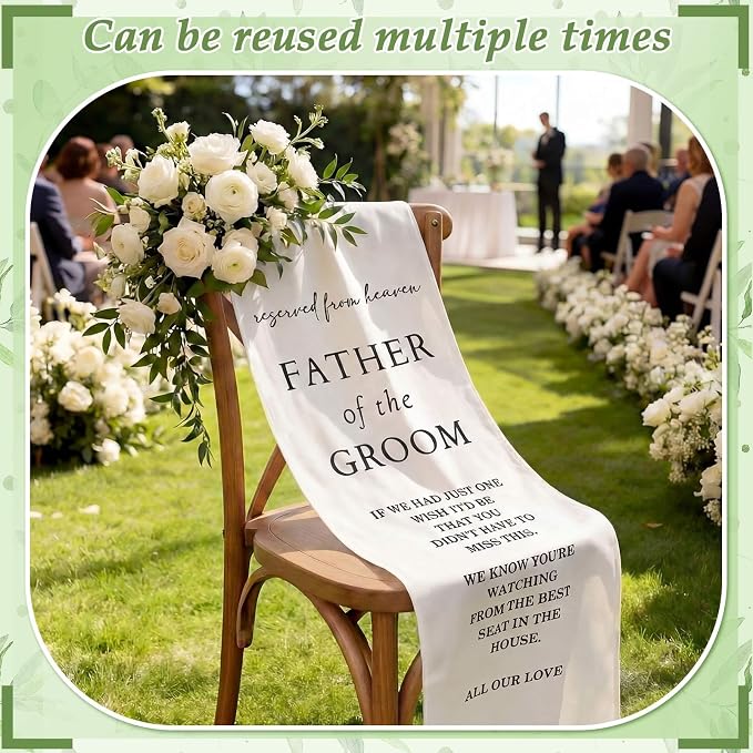 HunnmingRe Groom Father Wedding Memorial Reserved Chair Sign Banner in Loving - Image 4