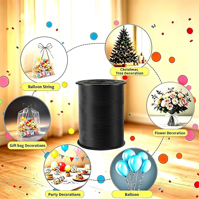 Black Curling Ribbon, 500 Yard Premium Black Curling Ribbons, Balloon String - Image 6