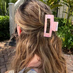 3PCS Large Hair Claw Clips for Thick Hair - 4 Inch Acrylic Strong Hold Non-Slip Barrettes Hair Clamps for Women - Big Rectangle Hair Clips for Curly Hair, Updo, Bun, Ponytail (white&blue&pink）