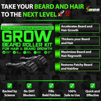 Beard Growth Oil with Facial Derma Roller (2-Pack Hair Follicle Stimulators) – 540 Titanium Rollers for All Skin Types – Fills Patches, Boosts Growth, Thickens Beard for Fuller Facial Hair
