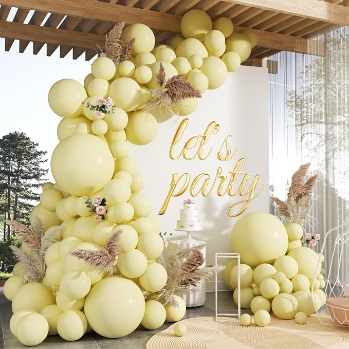 102pcs Pastel Yellow Balloons Garland Arch Kit, 18 12 10 5 Inch Balloons | by ZizasAry