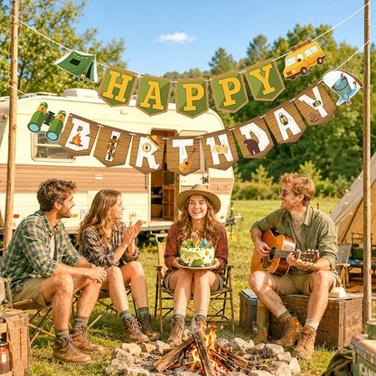 Camping Happy Birthday Banner Camping Birthday Party Decorations Camping Party - Image 5