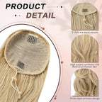 Blonde Ponytail Extension, Drawstring Ponytail Extension for Women 26 Inch Long Wavy Highlights Pony Tails Hair Extensions Synthetic Clip in Ponytail Hairpiece for Women(H24/88)