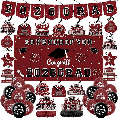 59Pcs Graduation Decorations 2026 Backdrop Balloons Banner Centerpiece Hanging by Yunfan