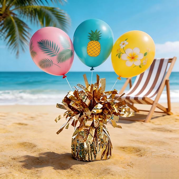 Glitter Champagne Gold Balloon Weights, 6 Pack | Glitter champagne gold PET - Image 4