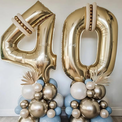 Champagne Gold 0 Balloon Number, 40 Inch Light Gold 0 Balloons Big Foil Mylar - Image 2