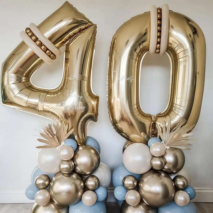 Champagne Gold 20 Balloon Number, 40 Inch Light Gold 20 Balloons Big Foil Mylar - Image 2