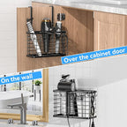 OVICAR Hair Dryer Holder - 3-in-1 Hair Tool Organizer Blow Dryer Holder Adjustable Height Wall Mounted/Cabinet Door Bathroom Organizer Storage for Hair Dryer, Flat Irons, Curling Wands, Straighteners