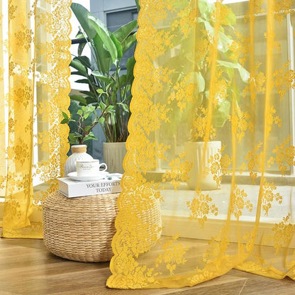 Kotile Mustard Yellow Sheer Curtains - Image 6