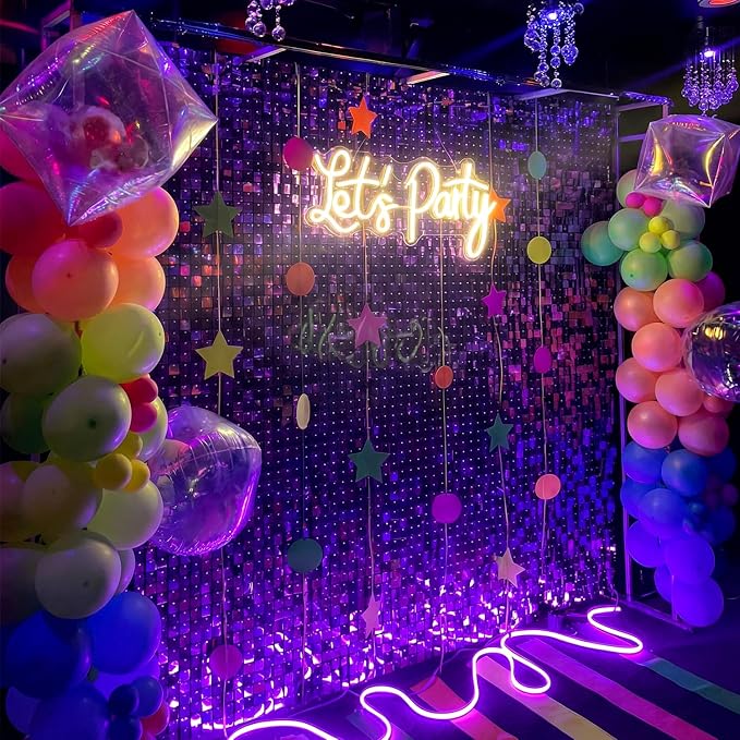 Purple Shimmer Wall Backdrop, 24 Panels, 6x4 Ft Photo Backdrop | wedding - Image 3