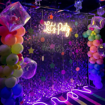 Purple Shimmer Wall Backdrop, 24 Panels, 6x4 Ft Photo Backdrop | wedding - Image 3