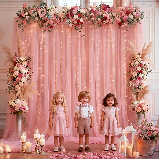 10x10ft Dusty Rose Tulle Backdrop Curtain - Image 3