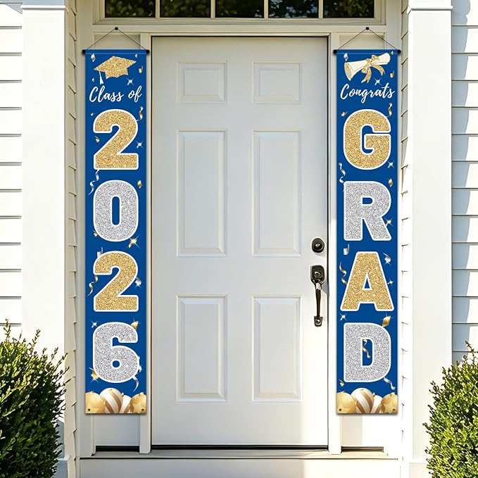Graduation Decorations 2026, Class of 2026 Banner Congrats Grad | Blue Porch by CAKKVDE