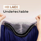 BLL Blue Lace Front Wig, 13x4 Glueless Synthetic Wigs Pre Plucked Hd Lace Long Straight Dark Blue Wig For Women With Baby Hair 26inch Suitable For Daily Party Wear