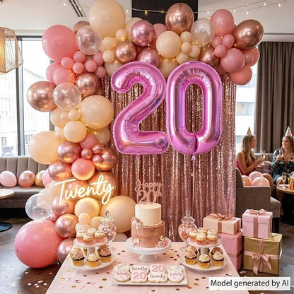 Pink Number 20 Balloon 40 Inch, Shiny Foil Double Digit Party Supplies | - Image 7