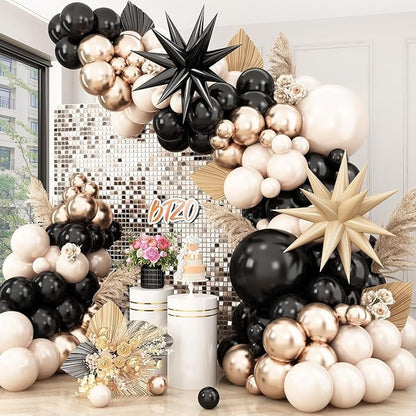 Sand White Black Gold Balloon Arch Kit, Balloon Garland by BTZO