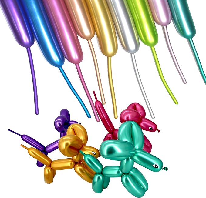100Pcs Metallic 260 Balloons, Color Chrome Long Balloon by HYKJNBW