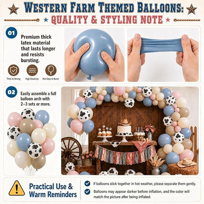 Cow Print Balloons, 12 Inch Baby Pink Blue Cow Print Latex Balloons - Image 8