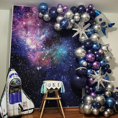 Outer Space Balloons, 12 Inches Galaxy Blue Purple Balloons - Image 6