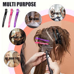10 pcs Professional Hair Clips for Styling Sectioning - Sectioning Hair Clips for Styling, No-Crease Silicone Band& Anti-Slip Grip, Cutting Clips for Blowouts, Curling, Coloring （Black+Purple）