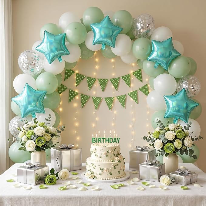 TONIFUL 15 Pcs Star Shaped Balloons 18 Inch Iridescent Green Foil Balloon | - Image 4